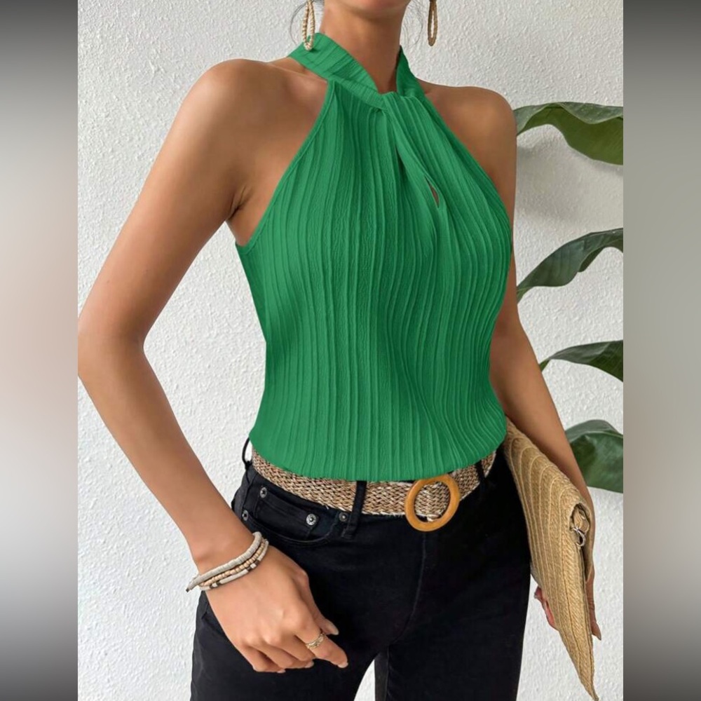 Elegant Green Halter Top - Picture 5 of 7